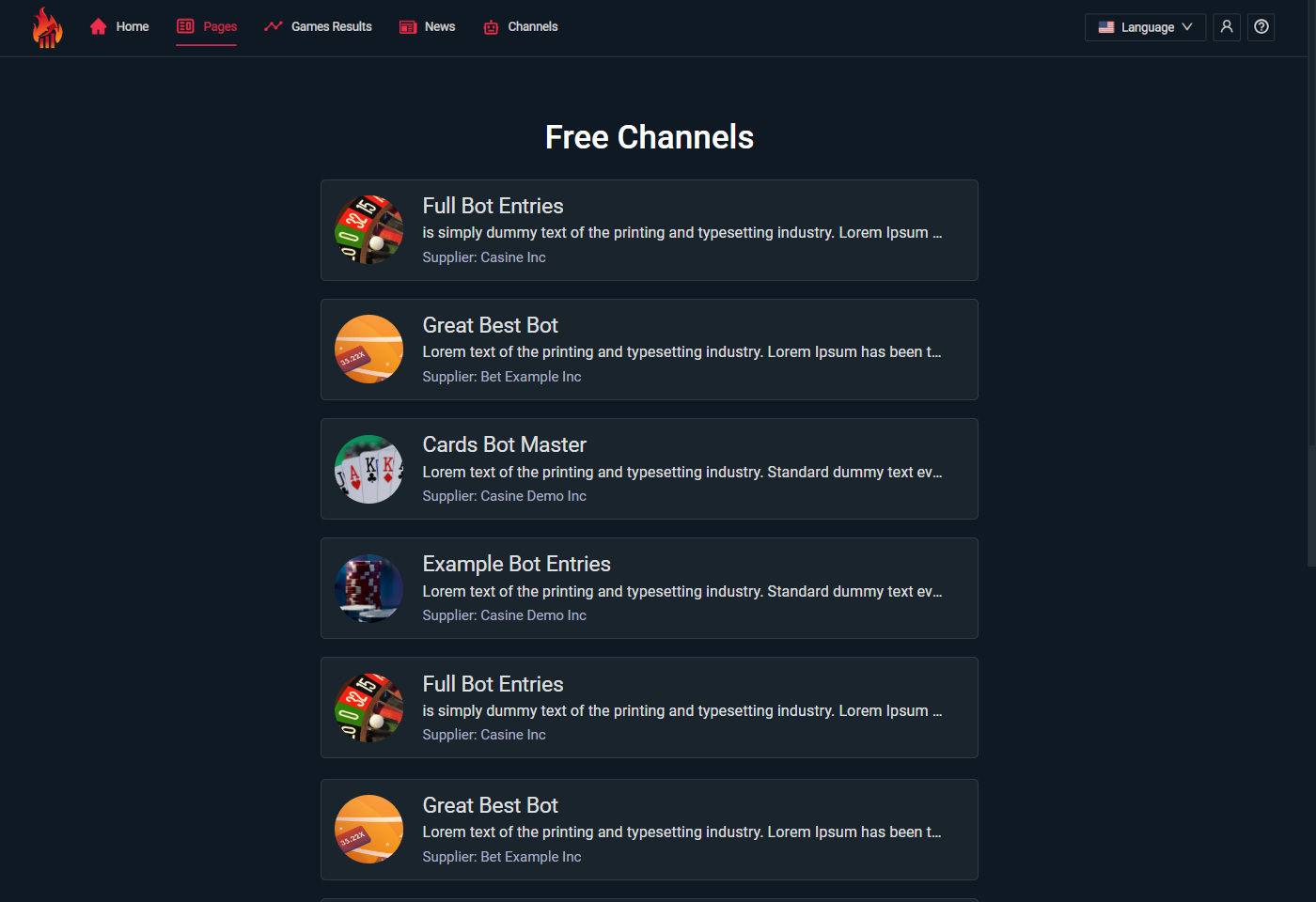 Channels Page Image